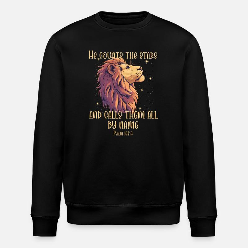 Leo Bible Verse Christian - Stanley/Stella ROLLER Unisex Organic Sweatshirt - black