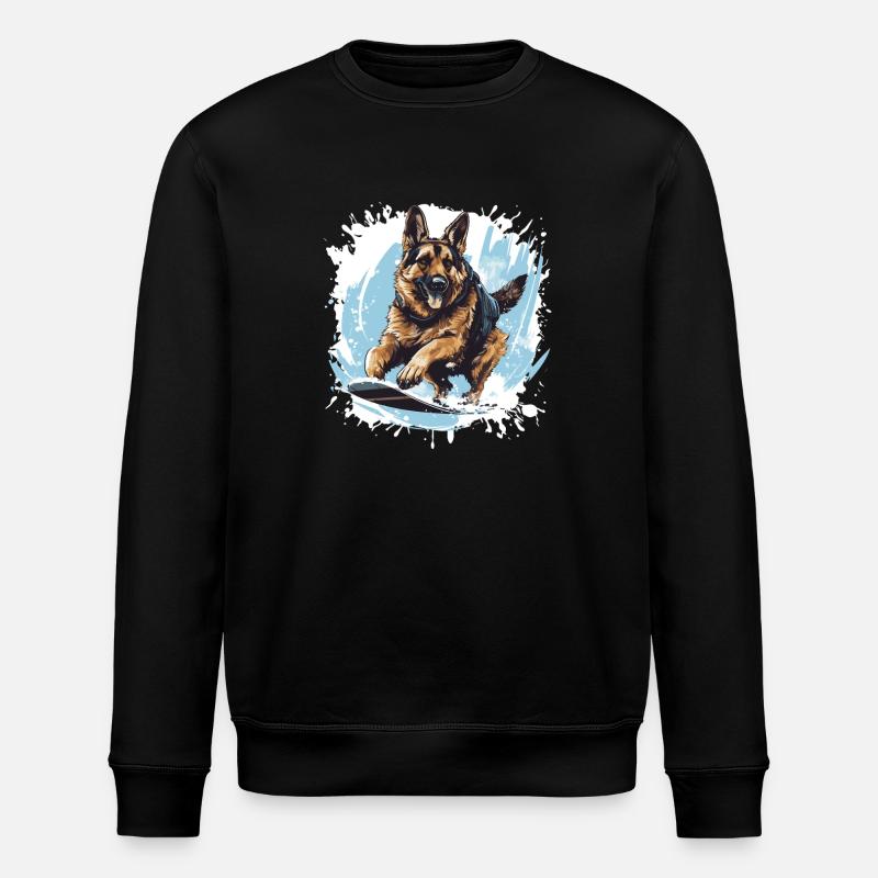 Schäferhund Hund Snowboard - Stanley/Stella Unisex Bio-Sweatshirt ROLLER - Schwarz