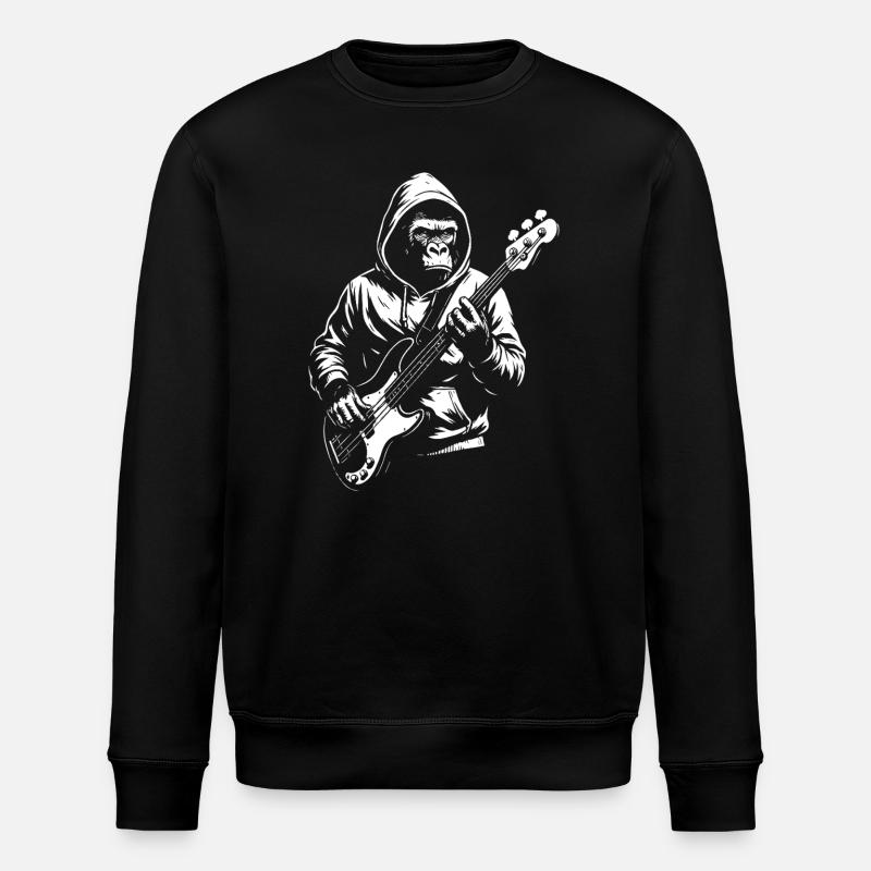 Kapuzen-Affe Bassist Silhouette - Stanley/Stella Unisex Bio-Sweatshirt ROLLER - Schwarz
