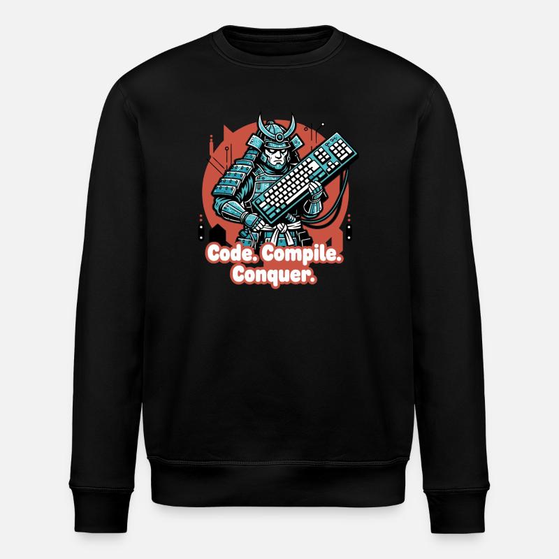 Code Battle Samurai with Keyboard - Stanley/Stella ROLLER Unisex Organic Sweatshirt - black