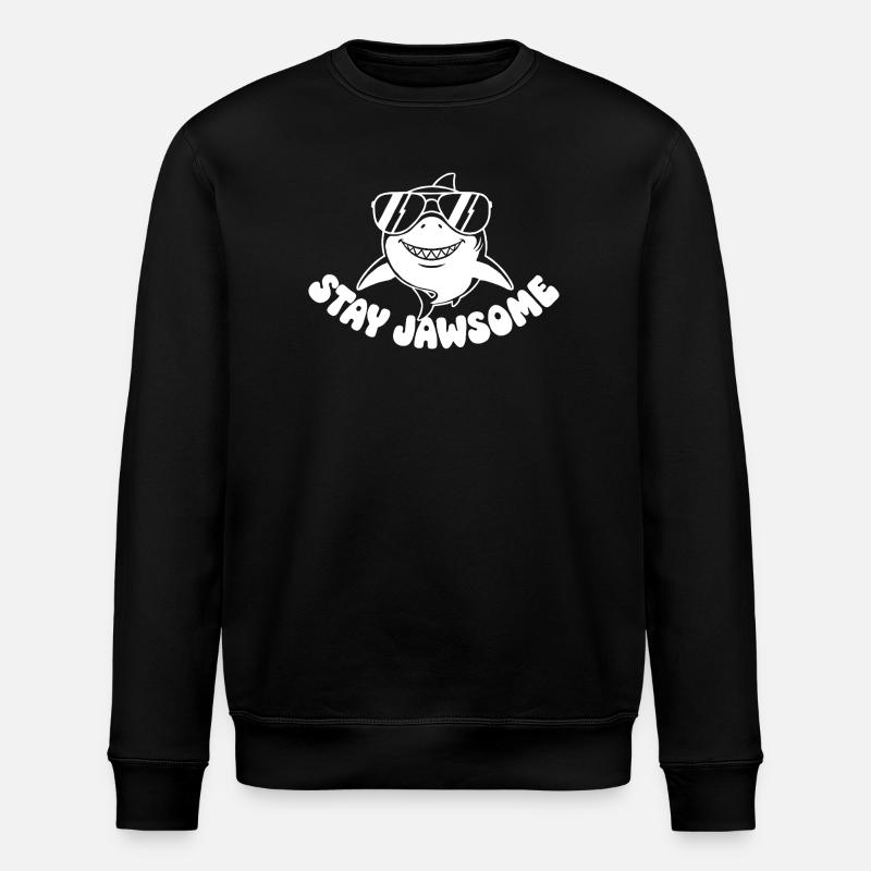 Shark with Sunglasses Stay Awesome - Stanley/Stella ROLLER Unisex Organic Sweatshirt - black