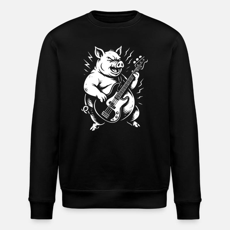 Groovy Pig Bass Jam - Stanley/Stella Unisex Bio-Sweatshirt ROLLER - Schwarz