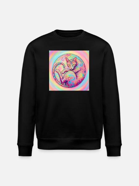 Pastel Mosaic Cat Gentle and Artful - Stanley/Stella ROLLER Unisex Organic Sweatshirt - black