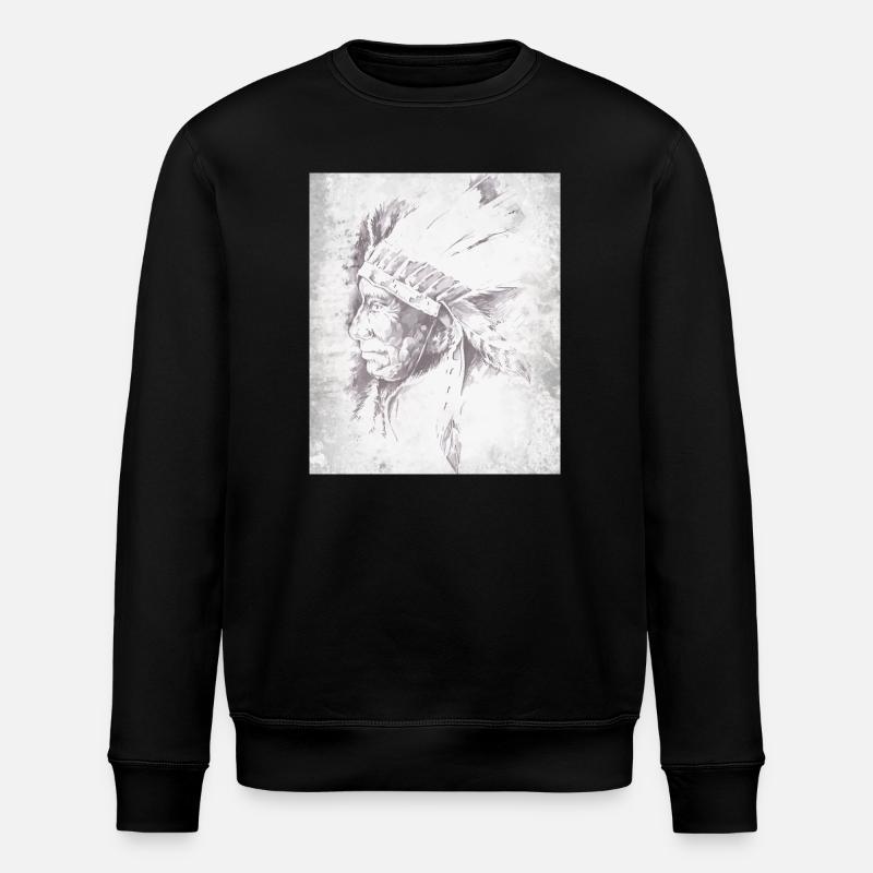 Native Grey Feather Chief - Stanley/Stella ROLLER Unisex Organic Sweatshirt - black