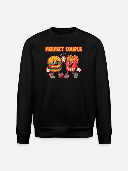 Perfekt par burger og pommes frites sjov illustration - Stanley/Stella økologisk unisex-sweatshirt ROLLER - sort