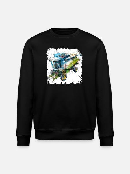 Farbige Blueprint Dreschmaschine, CAD-Design - Stanley/Stella Unisex Bio-Sweatshirt ROLLER - Schwarz