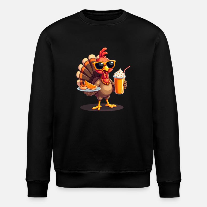 Thanksgiving Turkey with Sunglasses - Stanley/Stella ROLLER Unisex Organic Sweatshirt - black