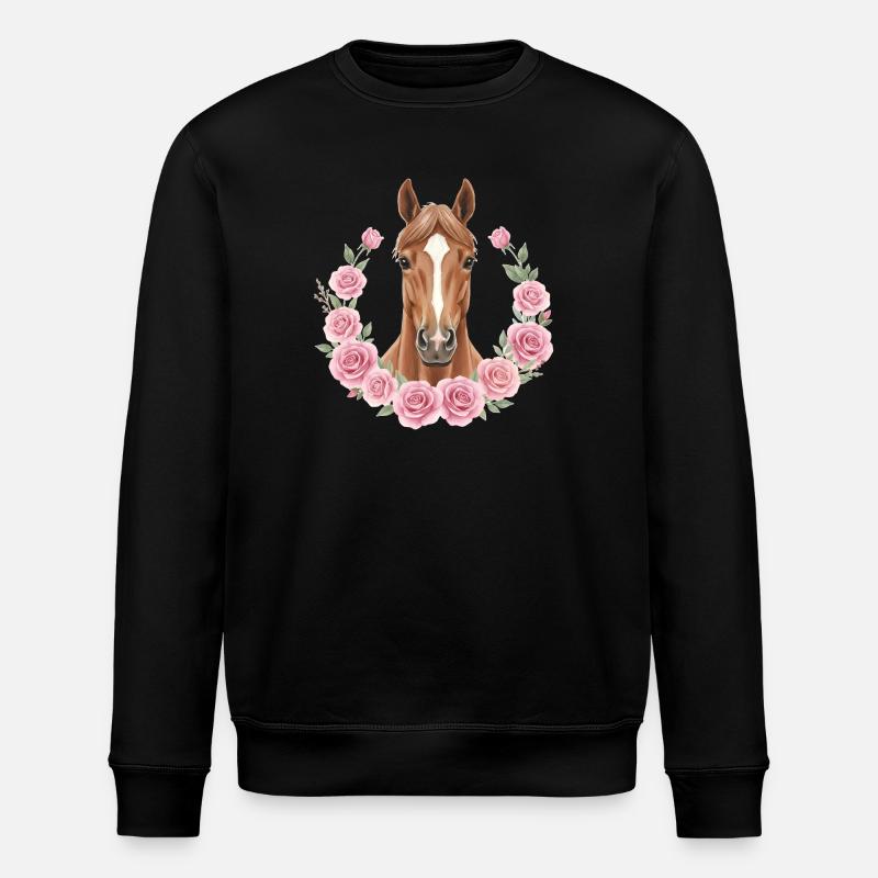 Braunes Pferd - Stanley/Stella Unisex Bio-Sweatshirt ROLLER - Schwarz