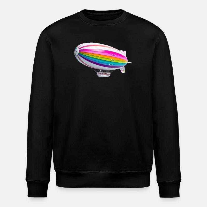 Rainbow Zeppelin Print - Stanley/Stella ROLLER Unisex Organic Sweatshirt - black