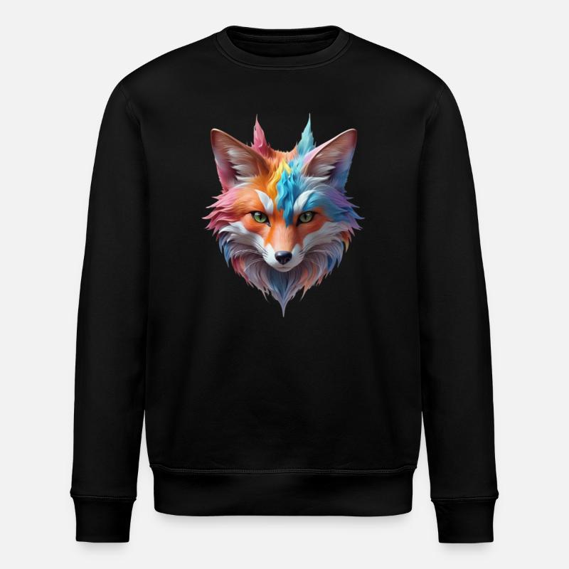 Magischer Pastell Winterfuchs im Zauberwald - Stanley/Stella Unisex Bio-Sweatshirt ROLLER - Schwarz