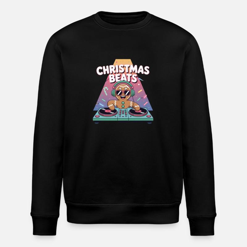 Christmas Beats DJ Gingerbread - Stanley/Stella ROLLER Unisex Organic Sweatshirt - black