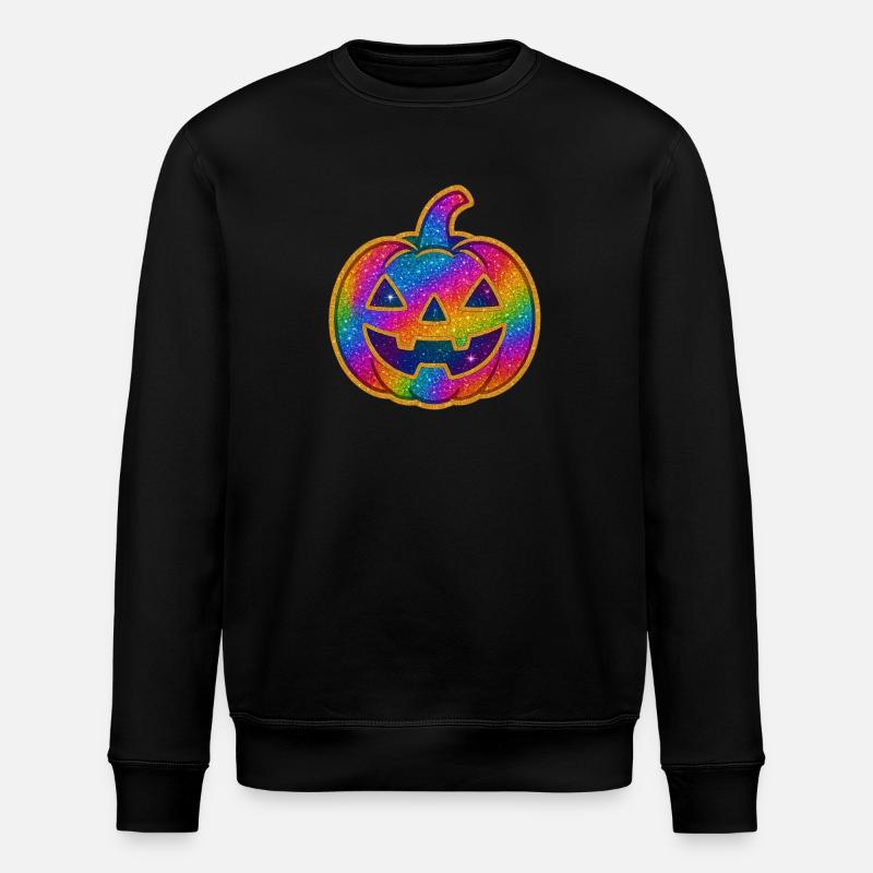 Rainbow Glitter Pumpkin - Stanley/Stella ROLLER Unisex Organic Sweatshirt - black