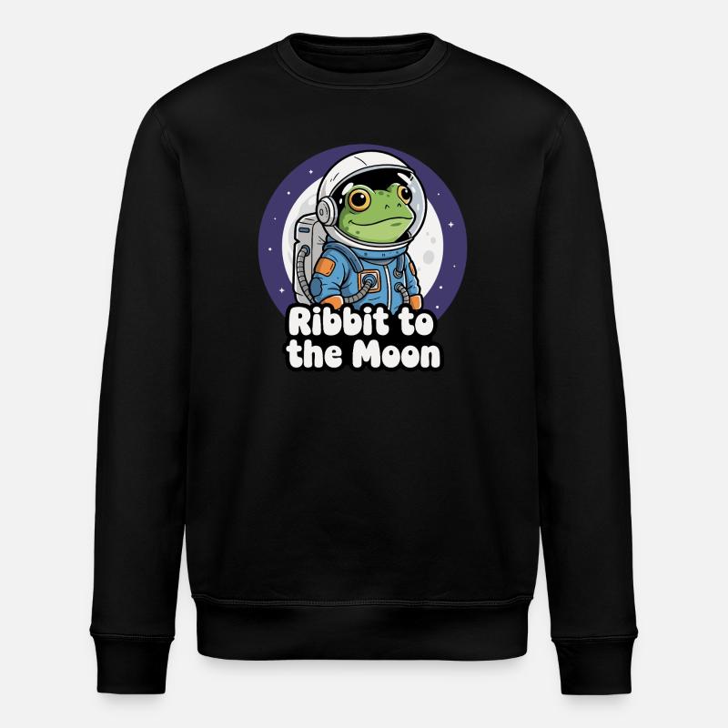Frog Astronaut Moon Flight - Stanley/Stella ROLLER Unisex Organic Sweatshirt - black