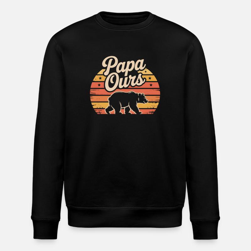 Papa Bear Retro Sun - Stanley/Stella ROLLER Unisex Organic Sweatshirt - black