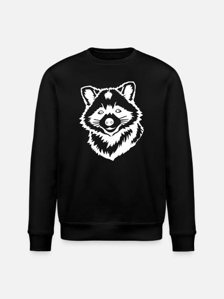 Raccoon T-shirt Gift - Stanley/Stella ROLLER Unisex Organic Sweatshirt - black