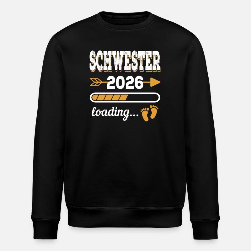 Schwester 2026 Loading große Schwester Geschenk - Stanley/Stella Unisex Bio-Sweatshirt ROLLER - Schwarz