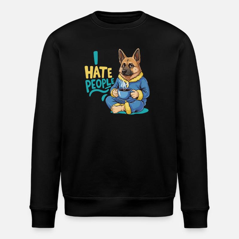 Schäferhund Kaffee Morgenmuffel Lustig Hund - Stanley/Stella Unisex Bio-Sweatshirt ROLLER - Schwarz