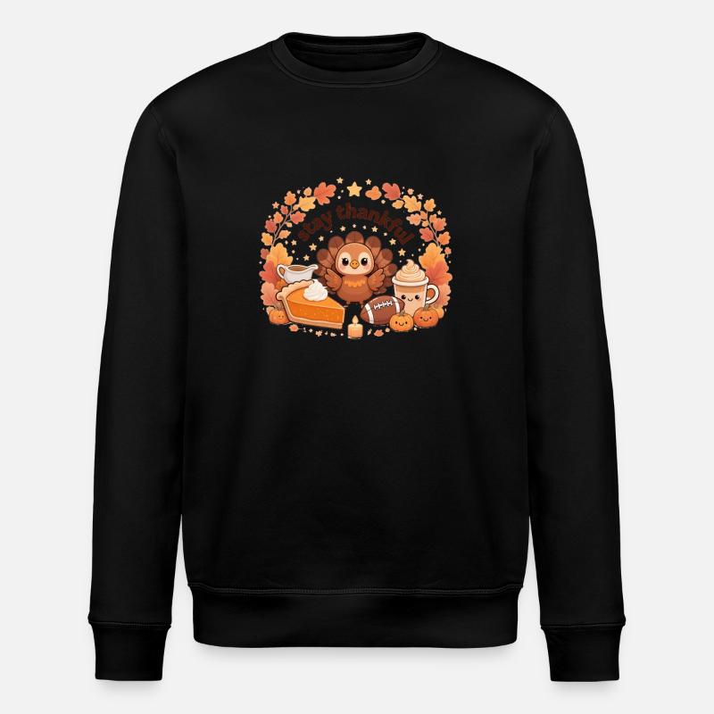 Bleiben Sie dankbar Truthahn-Herbstfest - Stanley/Stella Unisex Bio-Sweatshirt ROLLER - Schwarz