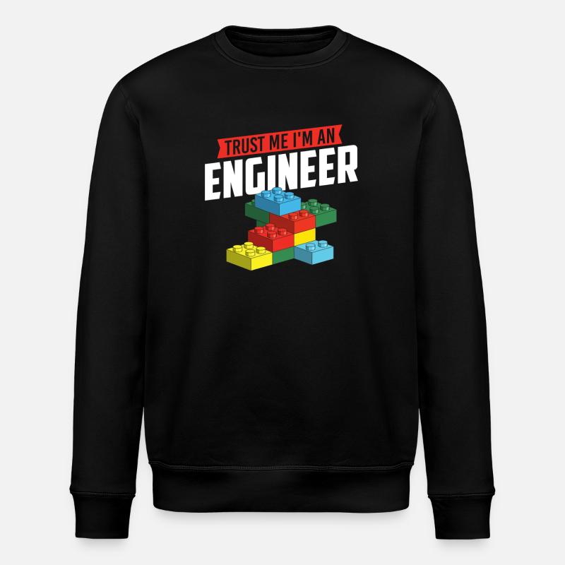 Trust Me I’m An Engineer Brick Builder Block Build - Stanley/Stella ROLLER Unisex Organic Sweatshirt - black