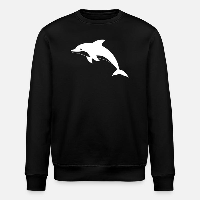 Dolphin Dolphins T-shirt Gift - Stanley/Stella ROLLER Unisex Organic Sweatshirt - black