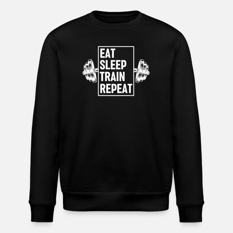 Eat Sleep Train Zitat wiederholen - Stanley/Stella Unisex Bio-Sweatshirt ROLLER - Schwarz
