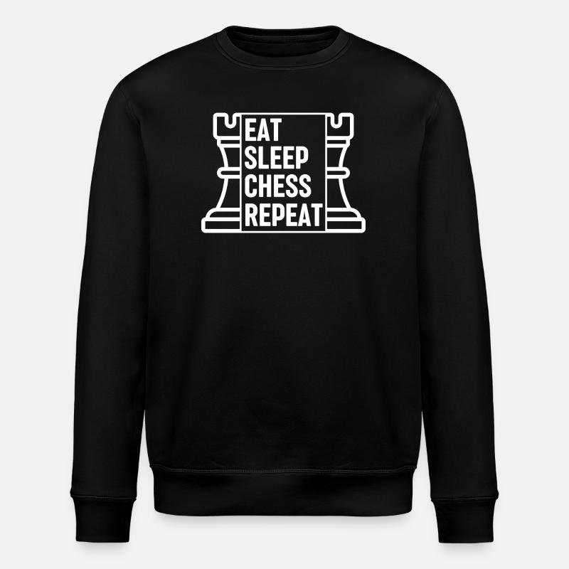 Eat Sleep Chess Repeat - Stanley/Stella ROLLER Unisex Organic Sweatshirt - black