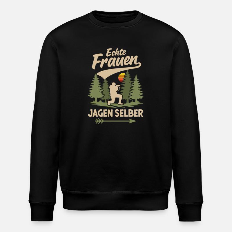 Jägerin Jagen Selber Jagd Jäger Jagdschein - Stanley/Stella Unisex Bio-Sweatshirt ROLLER - Schwarz