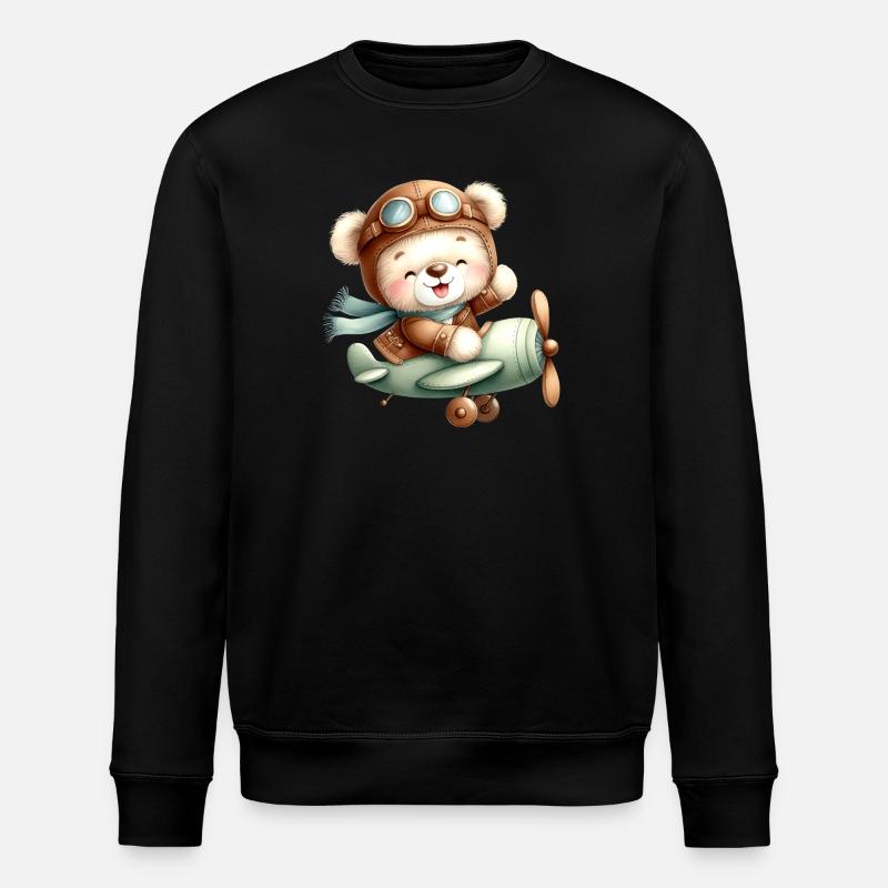 Aviator Teddy - Stanley/Stella ROLLER Unisex Organic Sweatshirt - black