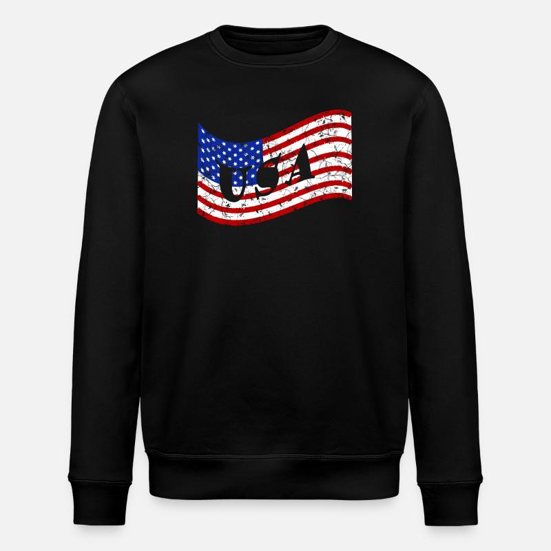 Drapeau des États-Unis - Sweat bio ROLLER Stanley/Stella Unisexe - noir