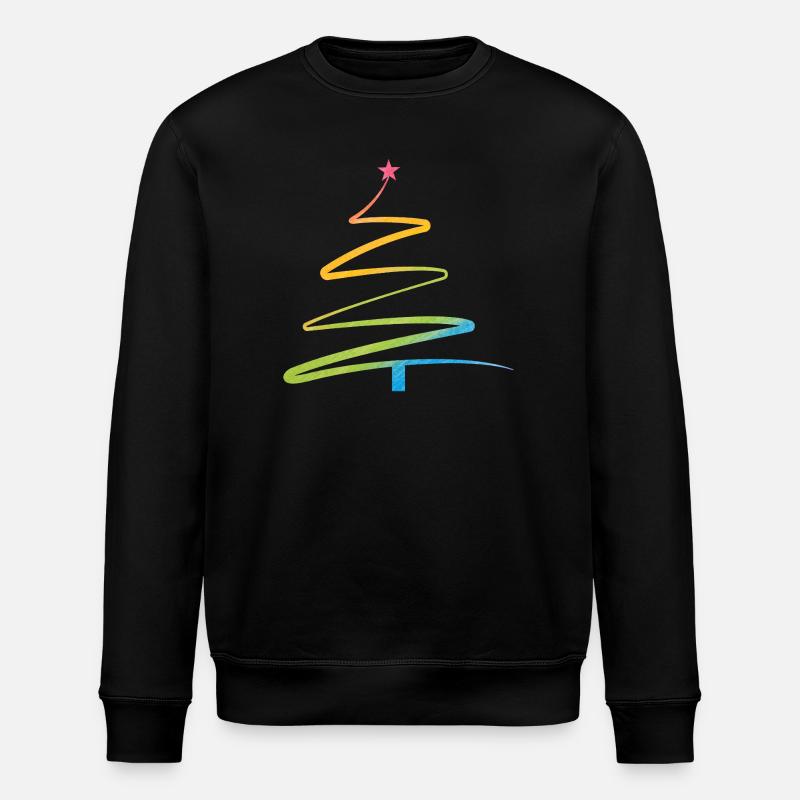 Rainbow Spiral Christmas Tree - Stanley/Stella ROLLER Unisex Organic Sweatshirt - black