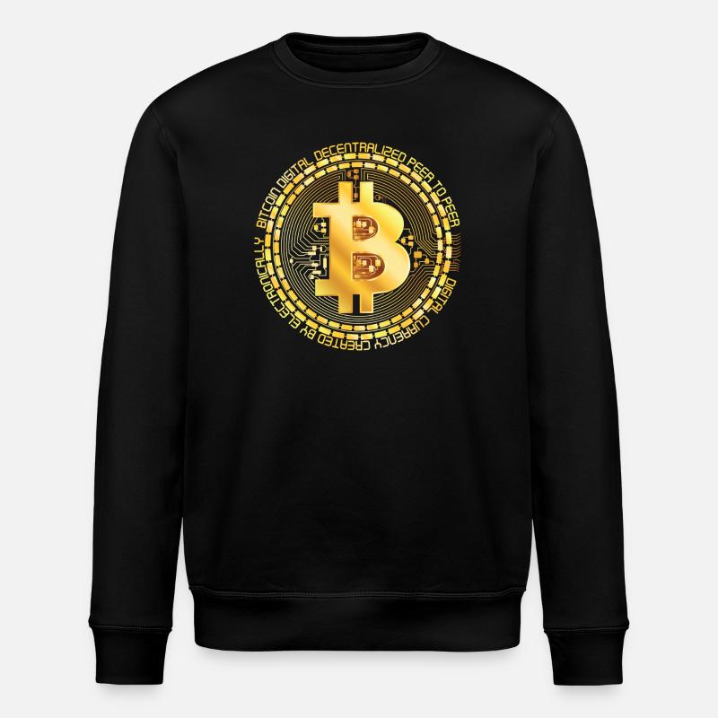 Bitcoin Gold Ring - Stanley/Stella ROLLER Unisex Organic Sweatshirt - black
