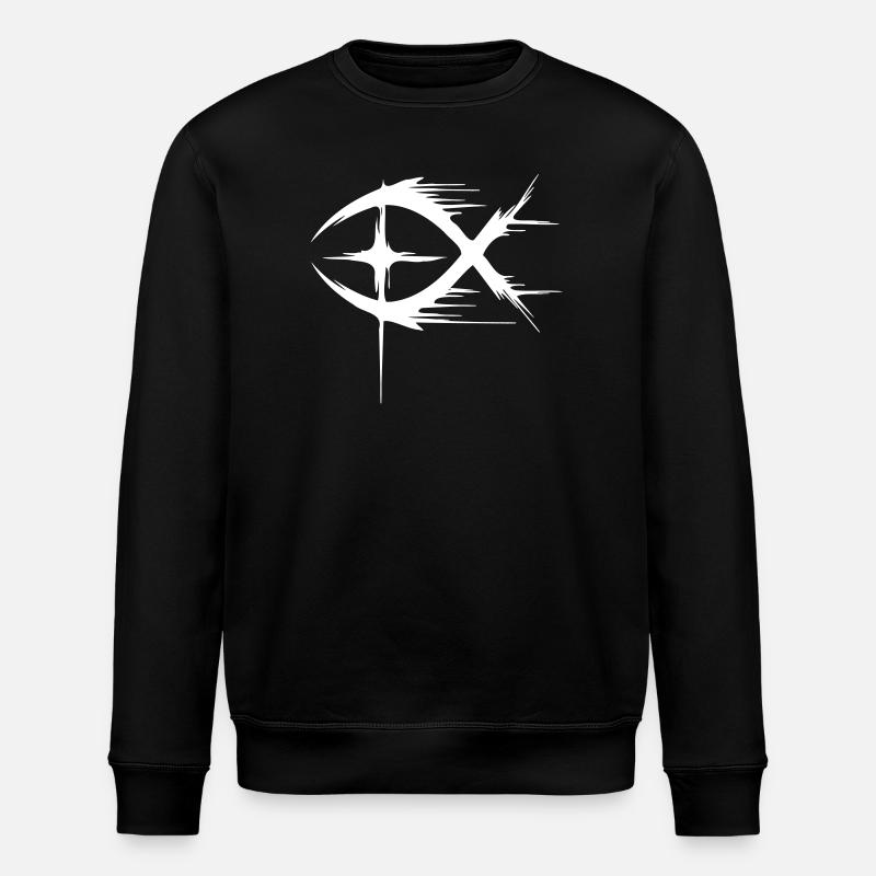 Jésus Poisson+Croix Moderne - Sweat bio ROLLER Stanley/Stella Unisexe - noir