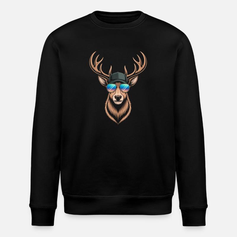Cerf avec bois - Sweat bio ROLLER Stanley/Stella Unisexe - noir