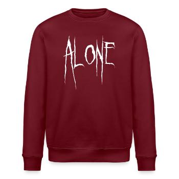 Alone Jagged Typography - Stanley/Stella ROLLER Unisex Organic Sweatshirt - burgundy - Front - Nik (191cm)