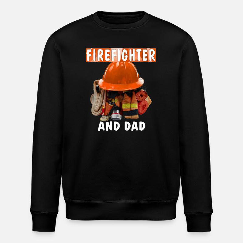 FIREFIGHTER AND DAD - Stanley/Stella ROLLER Unisex Organic Sweatshirt - black