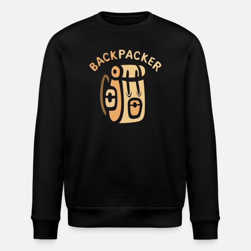 Backpacker Comic Backpack Design - Stanley/Stella ROLLER Unisex Organic Sweatshirt - black