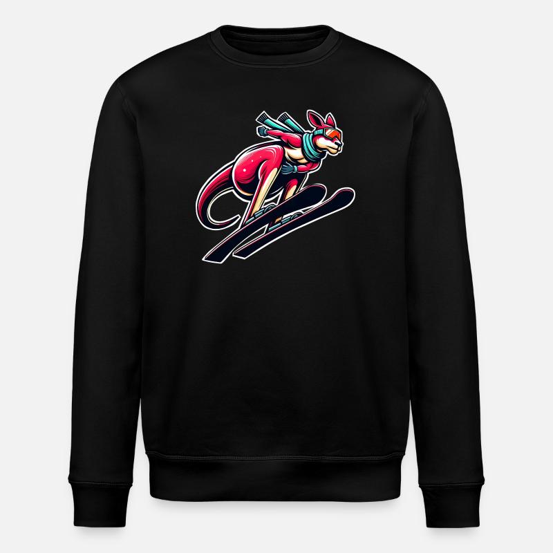 Känguru Beim Skifahren Wintersport Spaß - Stanley/Stella Unisex Bio-Sweatshirt ROLLER - Schwarz