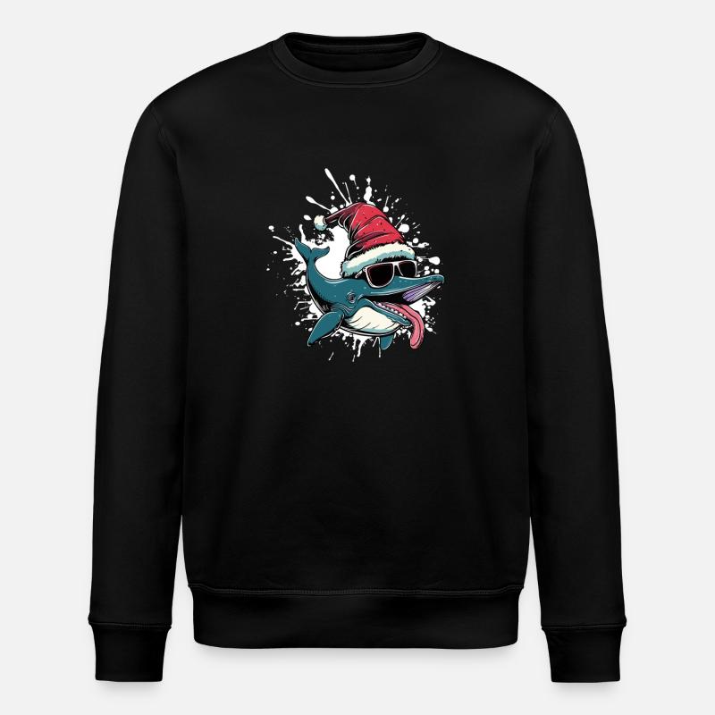 Baleine Noël Drôle - Sweat bio ROLLER Stanley/Stella Unisexe - noir