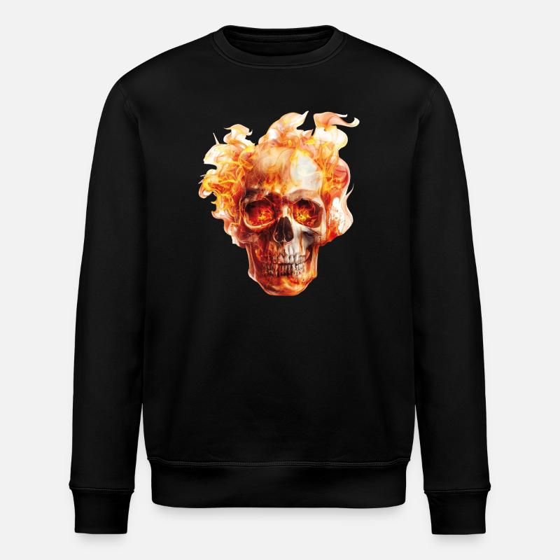 Skull Flames - Stanley/Stella ROLLER Unisex Organic Sweatshirt - black
