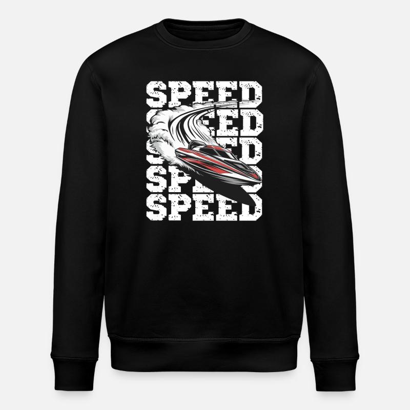 Speed Motorboat Adventure - Stanley/Stella ROLLER Unisex Organic Sweatshirt - black