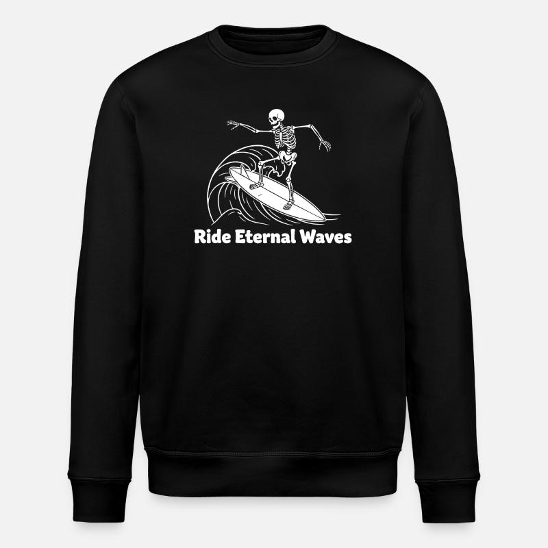 Skeleton Surfer Eternal Waves - Stanley/Stella ROLLER Unisex Organic Sweatshirt - black