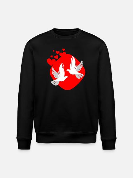 Dove of love on red background - Stanley/Stella ROLLER Unisex Organic Sweatshirt - black