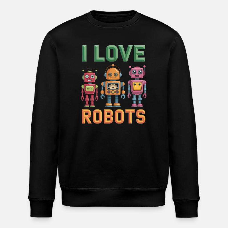 Retro Robot - Stanley/Stella ROLLER Unisex Organic Sweatshirt - black