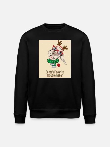 Santa's Favorite Troublemaker – Funny Dog - Stanley/Stella ROLLER Unisex Organic Sweatshirt - black