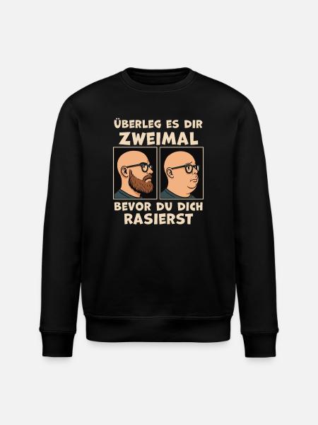 Vorher Nachher Rasurwitz Bartträger - Stanley/Stella Unisex Bio-Sweatshirt ROLLER - Schwarz