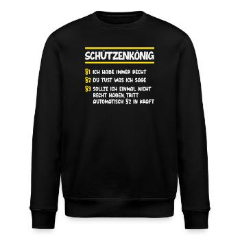 Schützenkönig Gesetze Lustiger Schützenfest Spruch - Stanley/Stella Unisex Bio-Sweatshirt ROLLER - Schwarz - Vorne - Nik (191cm)