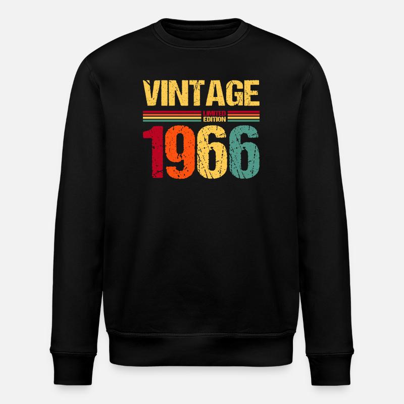 1966 Born 60th Birthday - Stanley/Stella ROLLER Unisex Organic Sweatshirt - black