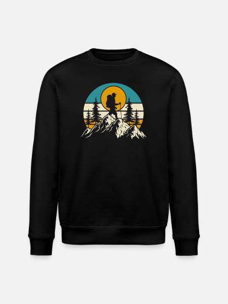 Hiking Hiker Mountaineer Gift - Stanley/Stella ROLLER Unisex Organic Sweatshirt - black
