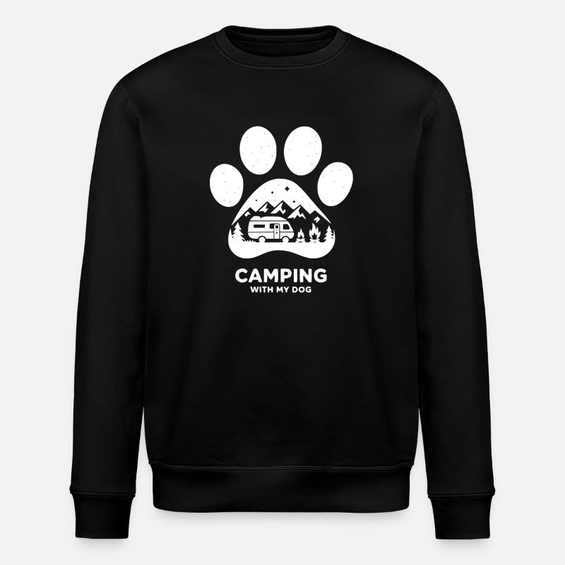 Camping With Dog Quote Camper - Stanley/Stella ROLLER Unisex Organic Sweatshirt - black