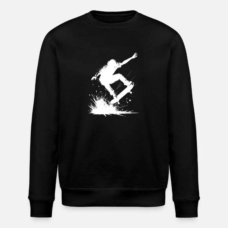 Energetic Skateboard Design - Stanley/Stella ROLLER Unisex Organic Sweatshirt - black